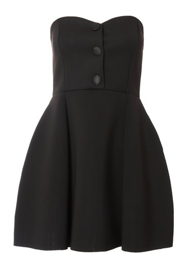 Quiz Black Button Front Mini Dress