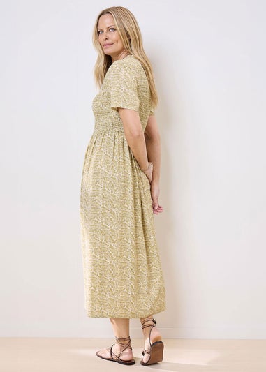 Cotton Traders Sage Green Printed Maxi Dress