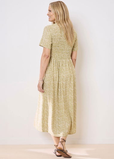 Cotton Traders Sage Green Printed Maxi Dress