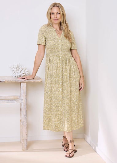 Cotton Traders Sage Green Printed Maxi Dress