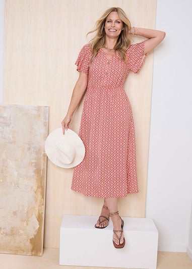 Cotton Traders Orange Printed Maxi Dress