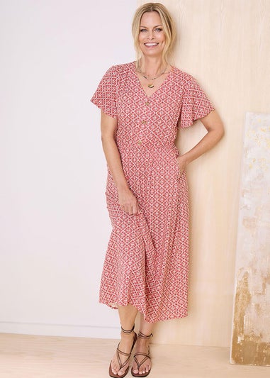Cotton Traders Orange Printed Maxi Dress