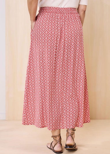 Cotton Traders Orange Mock Button Pull On skirt