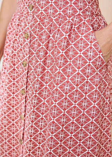 Cotton Traders Orange Mock Button Pull On skirt