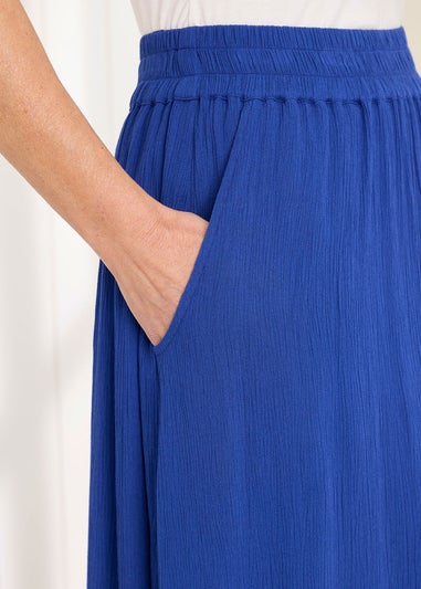 Cotton Traders Pale Blue Pull On Crinkle Maxi Skirt