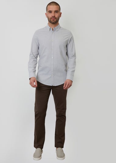 Threadbare Soft Green Oxford Cotton Slim Fit Long Sleeve Shirt