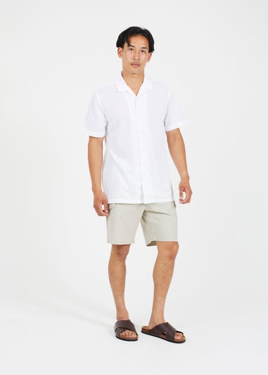 Brave Soul White Revere Collar Short Sleeve Shirt