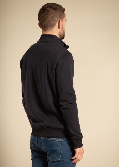 French Connection Navy Cotton Blend Half Zip Jumper