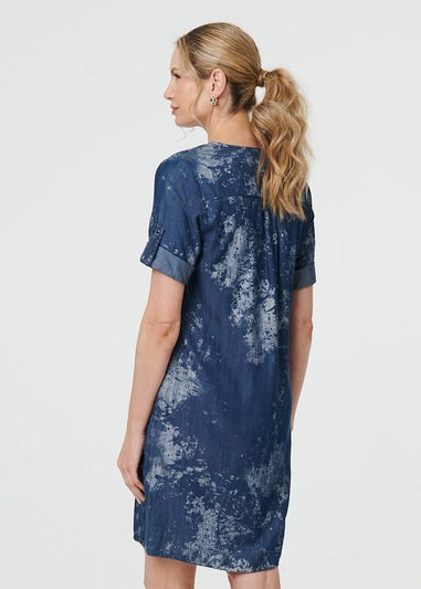 Izabel London Blue Relaxed Turn Up 1/2 Sleeve Short Dress
