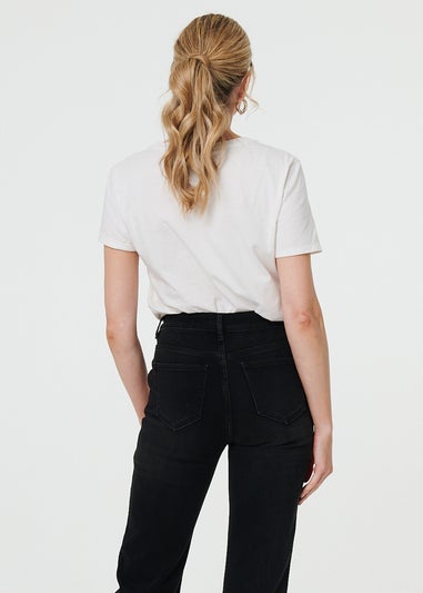 Izabel London Black Mid Rise Scalloped Pocket Jeans