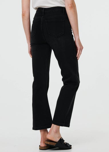 Izabel London Black Mid Rise Scalloped Pocket Jeans