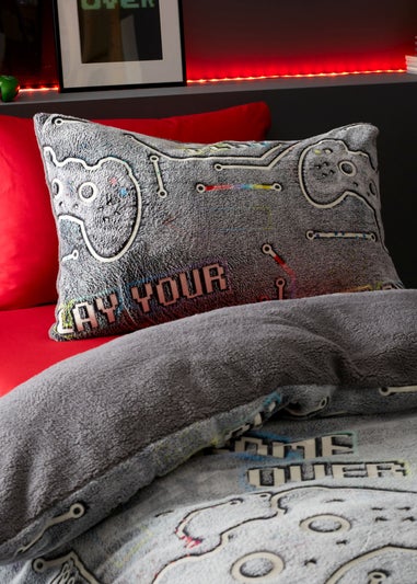 Catherine Lansfield Game Over Glow in the Black Fleece Duvet Cover Set