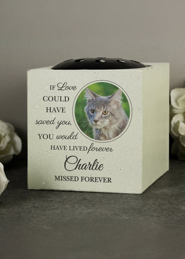 Personalised Memento Company Cream Pet Photo Upload Memorial Garden Vase