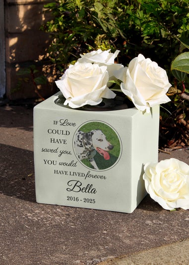 Personalised Memento Company Cream Pet Photo Upload Memorial Garden Vase