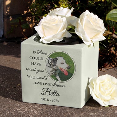 Personalised Memento Company Cream Pet Photo Upload Memorial Garden Vase