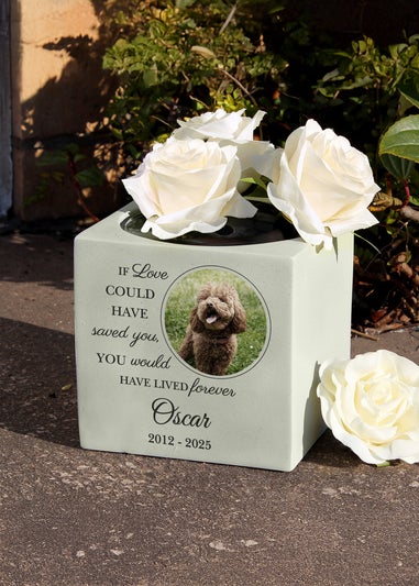 Personalised Memento Company Cream Pet Photo Upload Memorial Garden Vase