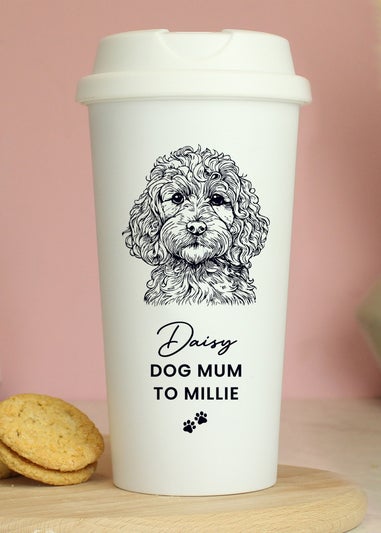Personalised Memento Company Cockapoo White Travel Cup
