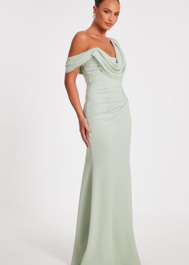 Quiz Green Drop Sleeve Maxi Dress