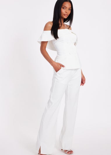 Quiz Cream Tailored Trousers