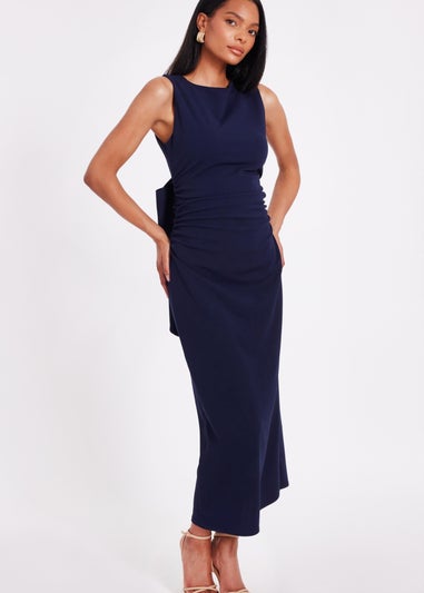 Quiz Navy Bow Back Midaxi Dress