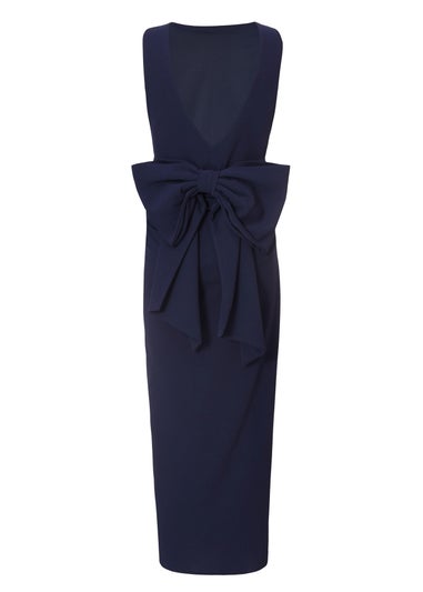 Quiz Navy Bow Back Midaxi Dress