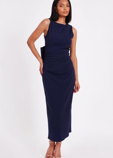 Quiz Navy Bow Back Midaxi Dress