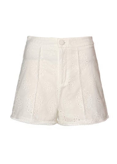 Quiz White Embroidered Shorts