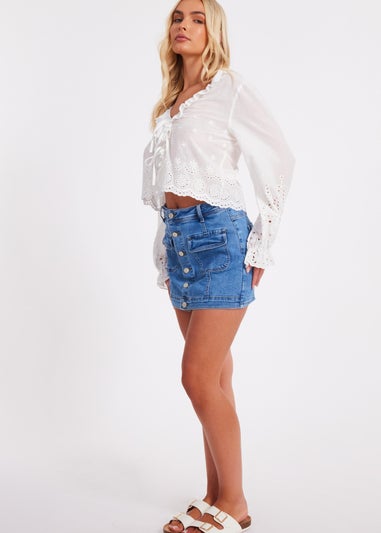 Quiz White Embroidered Blouse