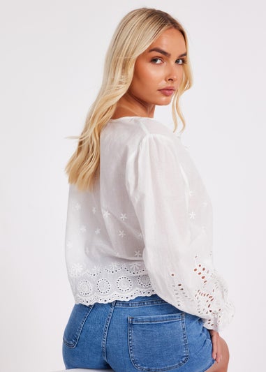 Quiz White Embroidered Blouse