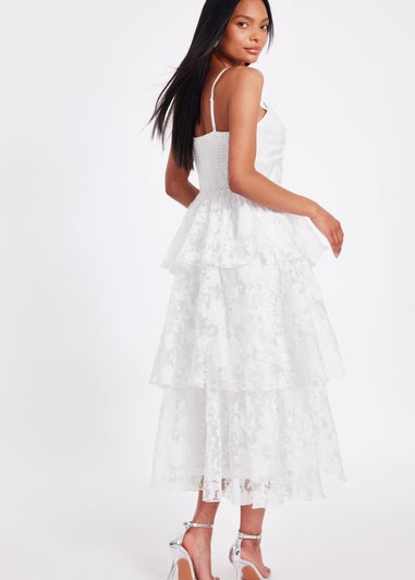 Quiz White Chiffon Floral Midaxi Dress