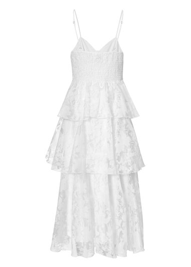 Quiz White Chiffon Floral Midaxi Dress