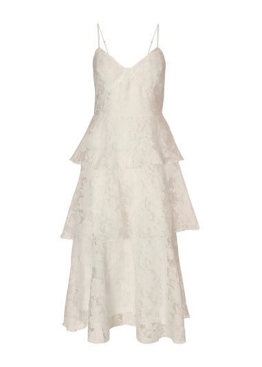 Quiz White Chiffon Floral Midaxi Dress