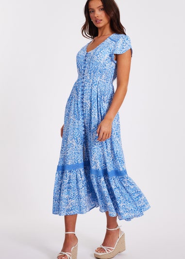 Quiz Blue Petite Animal Print Midaxi Dress