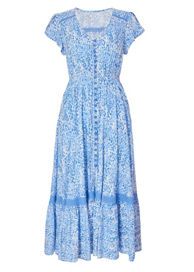 Quiz Blue Petite Animal Print Midaxi Dress