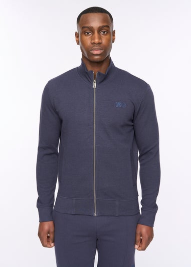 Duck & Cover Dark Navy Hannings Zip Thru Hoodie