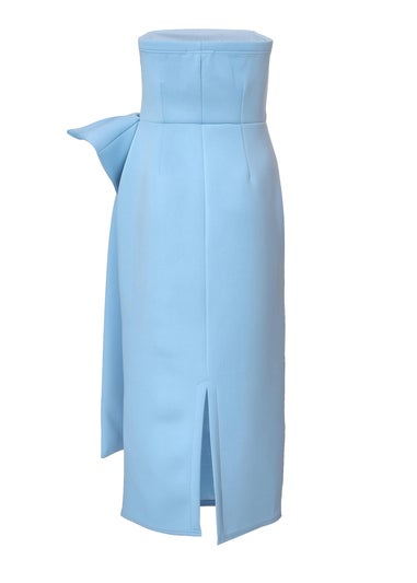 Quiz Blue Strapless Bow Midi Dress
