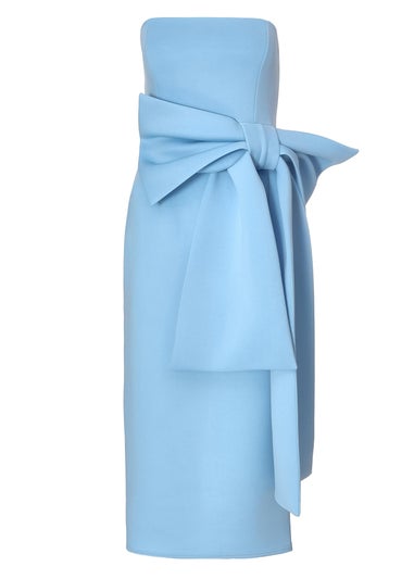 Quiz Blue Strapless Bow Midi Dress