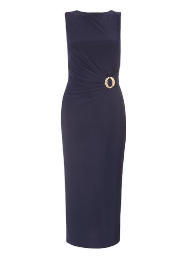 Quiz Navy Buckle Detail Midi Dress