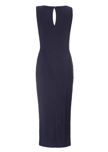 Quiz Navy Buckle Detail Midi Dress