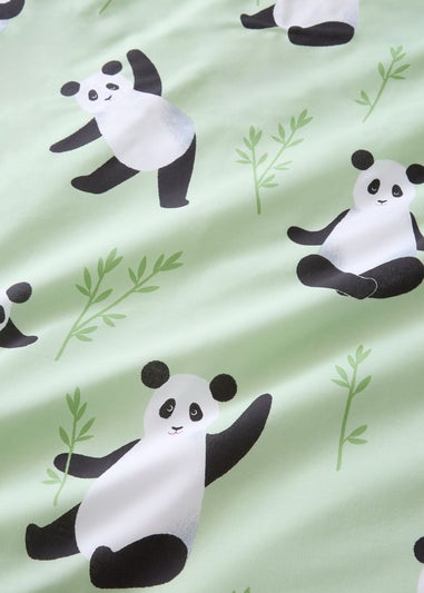 Catherine Lansfield Kids Green Panda Paws Reversible Duvet Cover Set