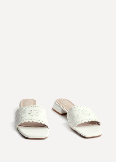 Linzi Lavender White Faux Leather Mule