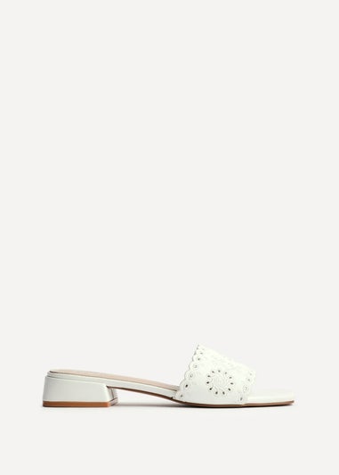 Linzi Lavender White Faux Leather Mule