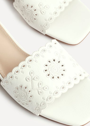 Linzi Lavender White Faux Leather Mule