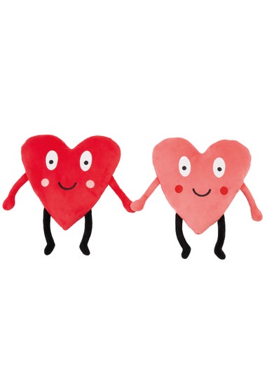 Catherine Lansfield Pink Red Forever Together Sweet Hearts Magnetic Hands Cushions