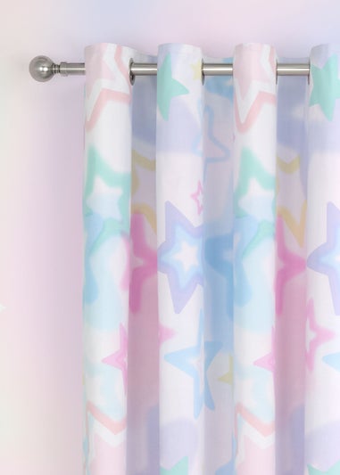 Catherine Lansfield Ombre Stars Fully Reversible Pastel Pink Eyelet Curtains