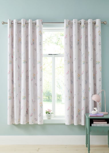 Catherine Lansfield Pink Bunny Tails Ditsy Flowers Fully Reversible Eyelet Curtains