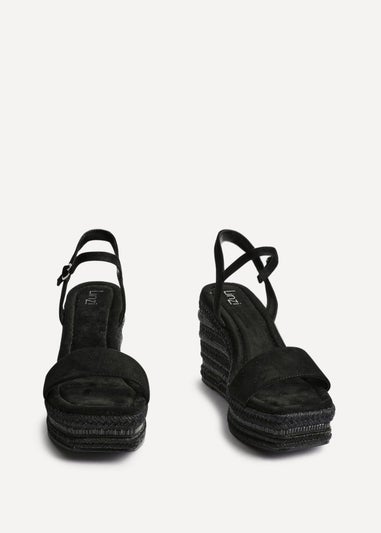 Linzi Icon Black Faux Suede Embellished Wedge