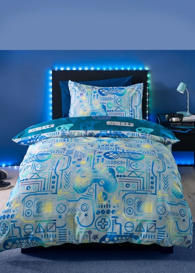 Catherine Lansfield Kids Gamer So Soft Grey Blue Duvet Cover Set