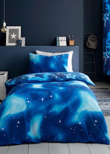 Catherine Lansfield Ombre Stars Bright Blue Reversible Duvet Cover Set