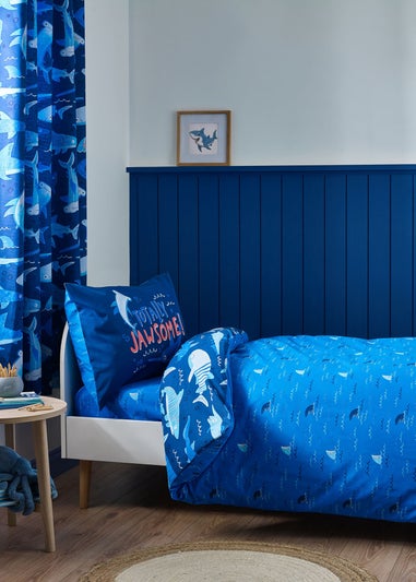 Catherine Lansfield Kids Blue Jawsome Shark Reversible Duvet Cover Set
